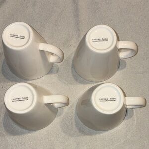 4 Canvas Home Classic White Mugs with Gray Trim